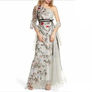 Mac Duggal One Shoulder Embroidered Gown